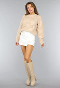Beige Geblokte Trui