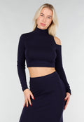 Navy Two Piece Set met Cut Out Top en Maxi Rok