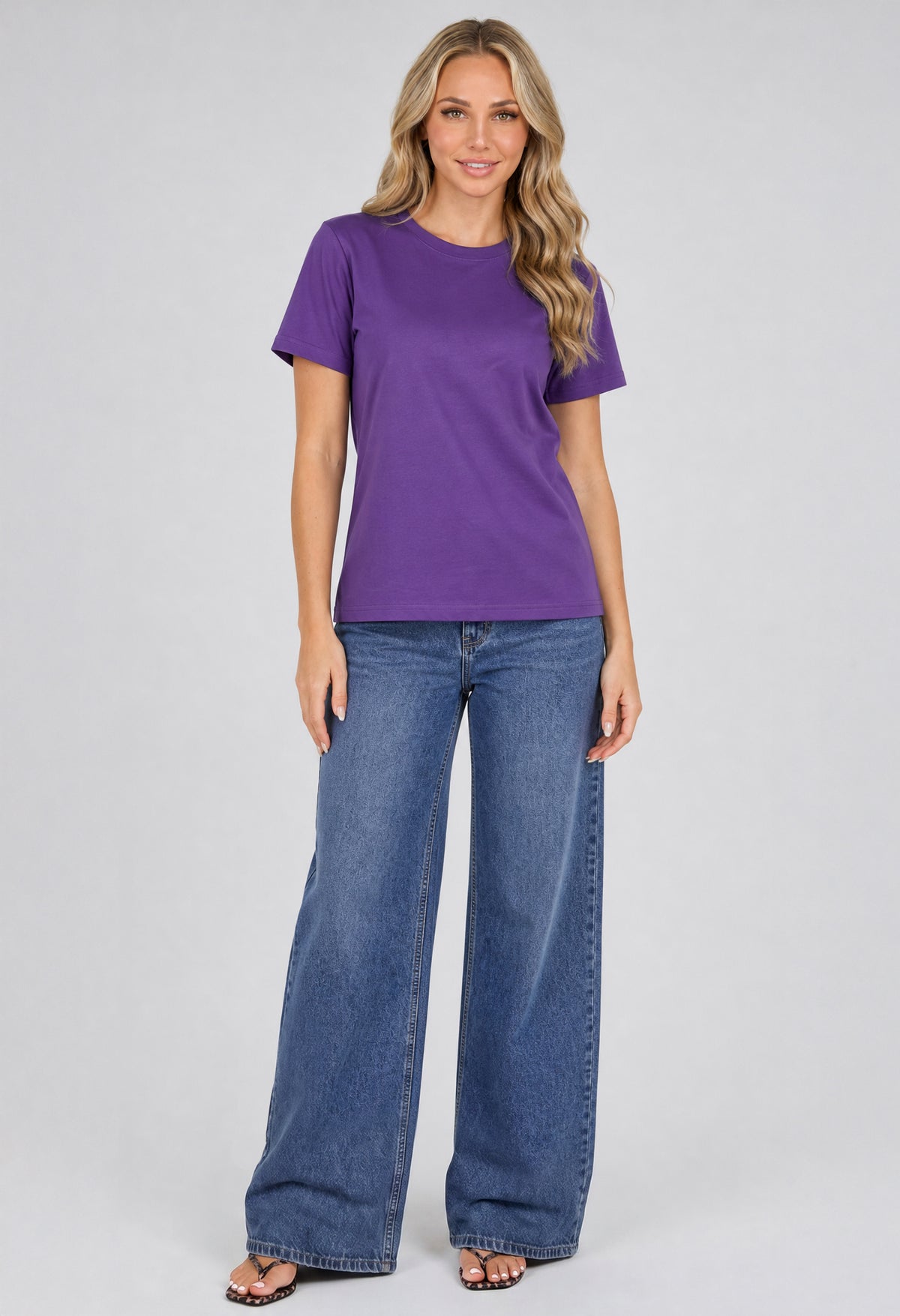 Donker Paars Basic T-Shirt met Lichte Stretch