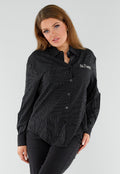 Zwarte Gestreepte Blouse met St. Tropez Borduursel Achterop