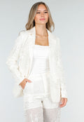 Witte Pailletten Set met Blazer en Rechte Broek
