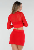 Rode Sportieve Mesh Top met Ingewerkte Pads
