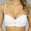 Witte Kanten Balconette BH met Push-Up en Afneembare Bandjes