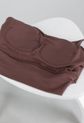 Bruine Stretch Mesh Crop Top met Losse Top en Pads