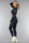 2-Delige Donkerblauwe Sportset met Print