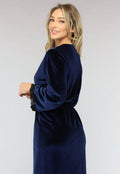 Velvet Kimono in Navy met Kant