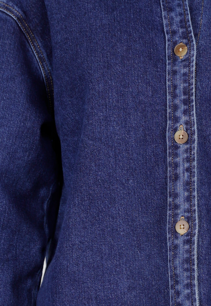 Redial Jeans  Donkerblauw Denim Overhemd met Oversized Pasvorm en Knoopsluiting