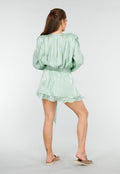 Chique Mintgroene Jurk met Strik en Pofmouwen