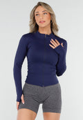 Navy Getailleerd Sportvest met Stretch en Duimgaten