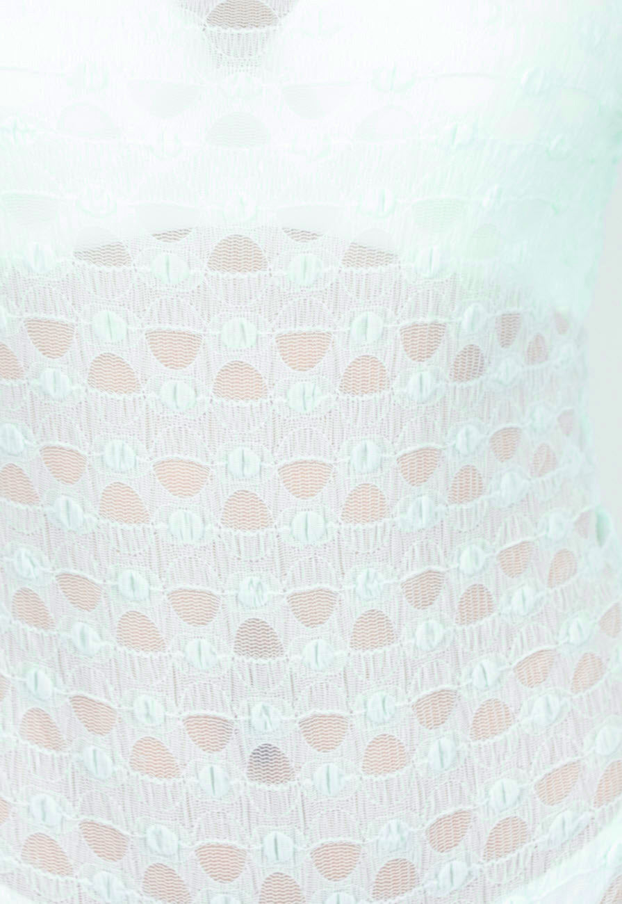 Mintgroene Mesh Body met Lange Mouwen met Stretch