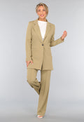 Khaki Stretch Blazer met Schoudervulling