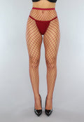 Wijnrode Net Panty met Groot Patroon