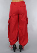 Rode Wijde Parachute Broek met Zakken