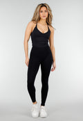 Zwarte Halter Crop Top met Open Rug