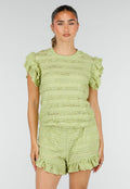 Lichtgroene Two Piece Set met Ruches en Shorts