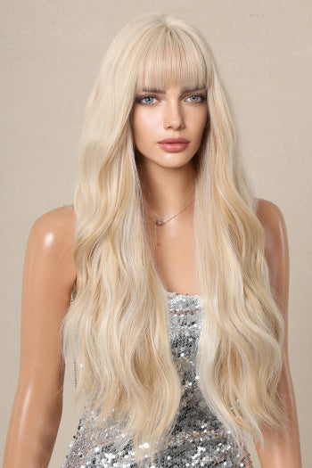 As Blonde Golvende Pruik met Pony