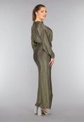 Gouden Maxi Jurk met Strass Steentjes