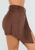 Bruine Asymmetrische Skort met Riemlusjes
