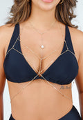 Goudkleurige Body Chain met Parel Detail  Lichaamsketting met Verstelbare Sluiting