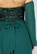 Groene Longsleeve Galajurk met Pailletten met Split
