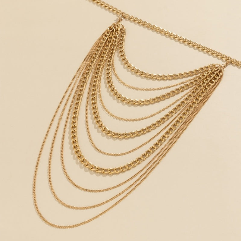 Gouden Grove Schouder Ketting met Laagjes