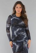 Maxi Jurk met Marble Print in Grijs