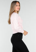 Roze Gebreid Vest met Strikdetails en Knopen