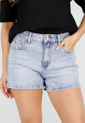 Lichtblauwe Denim Short met High Waist en Stretch