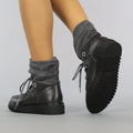 Grijze Gevoerde Snowboots met Veter
