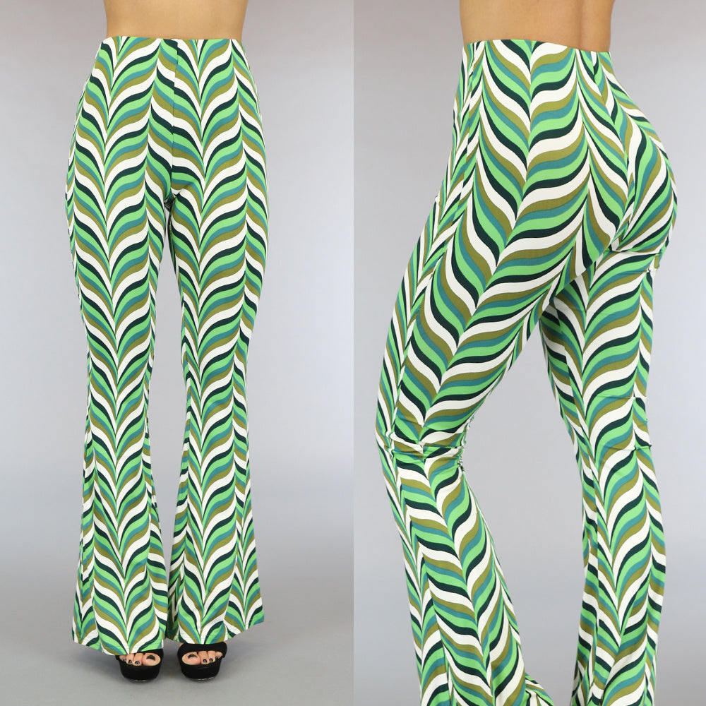 Groene Retro Tall Broek met Flair Pijpen