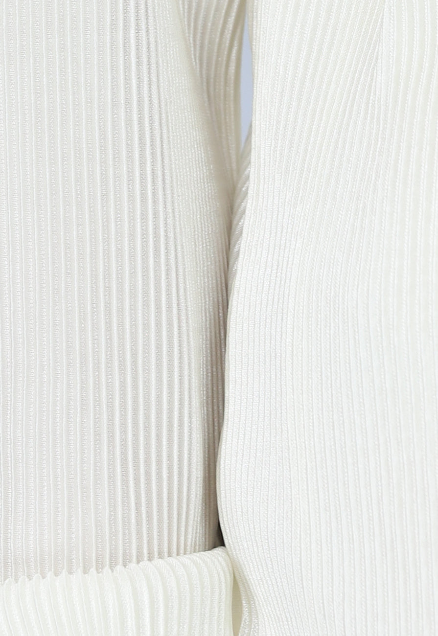 Witte Glanzende Matching Set van Plissé Stof