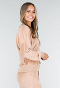 Roze Velours Joggingpak met Lange Mouwen en Wijde Broek
