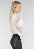 Witte Mesh Fishnet Body met Stretch