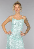 Maxi Split Jurk Pailletten Jurk in Mintgroen
