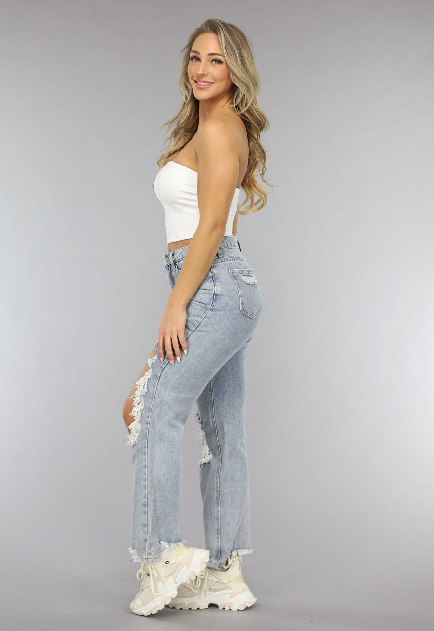 Witte Top met Strapless Model en Anti-Slip