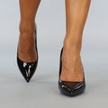 Zwarte Laklook Pumps met Doorzichtige Hak