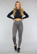 Antraciet Ribstof Fitness Legging