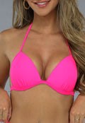 Push-Up Neon Roze Triangel Bikini Top