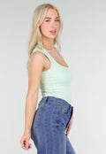 Mintgroene Body met Vierkante Hals en Brede Bandjes