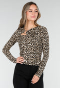 Luipaardprint Top met Lange Mouwen en Ringdetail