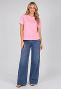 Roze Basic T-Shirt met Lichte Stretch