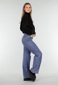 Zwarte Instappers met Faux Fur en Witte Borduursels