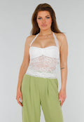 Witte Stretch top met Stretch en Dubbele Voering