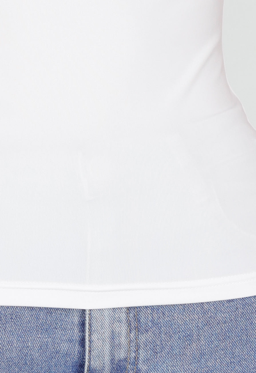 Wit Naadloos Shaping Stretch T-Shirt met Korte Mouwen