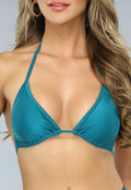 Shiny Petrol Bikini Slip met Scrunch en Strikdetails
