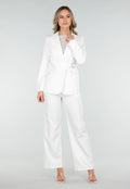 Witte Pantalon met Goudkleurige Gesp