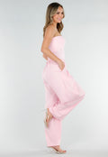 Roze Barrel Overslag Broek met Plooien en Stretchband