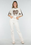 Beige Straight Leg Jeans met High Waist en Stretch