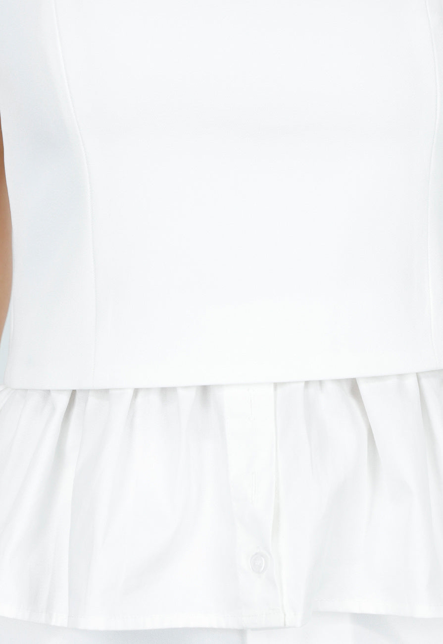 Witte Top met Peplum en Spaghettibandjes