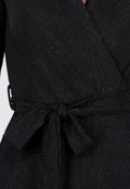 Jumpsuit met V-Hals en Lange Mouwen in Zwart met Glitterprint